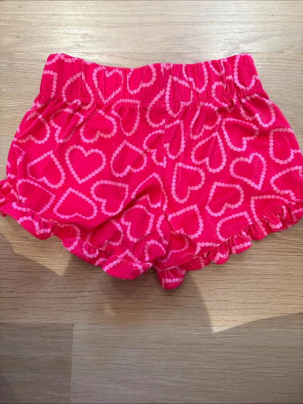 Kids long sleeve pink heart pj top with matching pj shorts